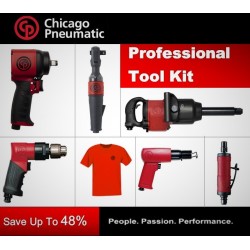 CP Professional Tool Kit - 1" Impact, 1/2" Impact, Ratchet, Drill, Hammer, Grinder, T-shirt - Chicago Pneumatic 